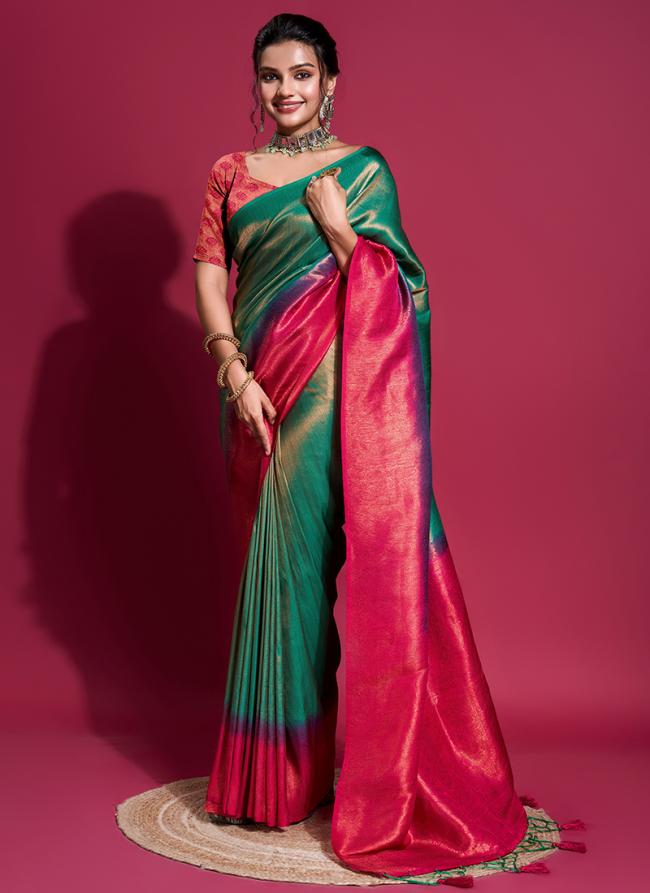 Soft Zari Pink Festival Wear Weaving Saree